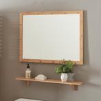 Wandspiegel Boksereys 80x60 cm met plank bamboe naturel [en., Verzenden, Nieuw