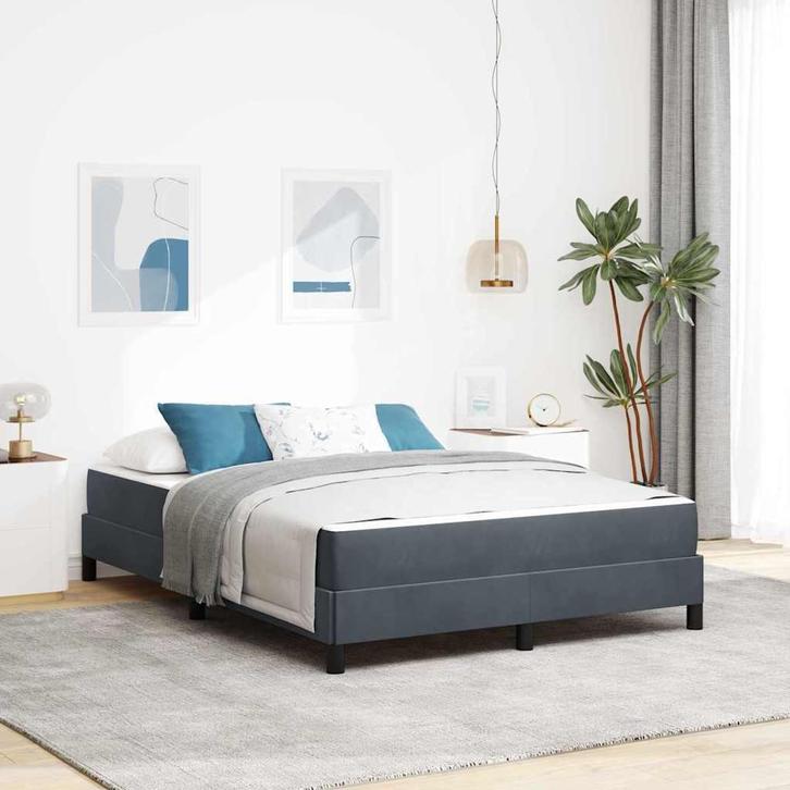 vidaXL Boxspringbed met matras Donkergrijs 160 x 220 cm Stof, Huis en Inrichting, Slaapkamer | Bedden, Grijs, Nieuw, Stof, Verzenden