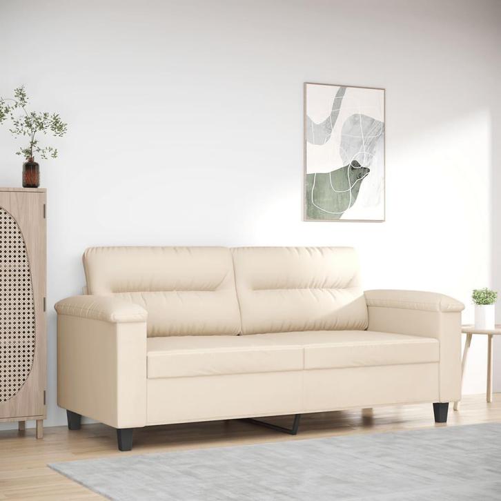 vidaXL Tweezitsbank 140 cm microvezelstof beige, Huis en Inrichting, Banken | Bankstellen, Nieuw, 150 tot 200 cm, Stof, Tweepersoons