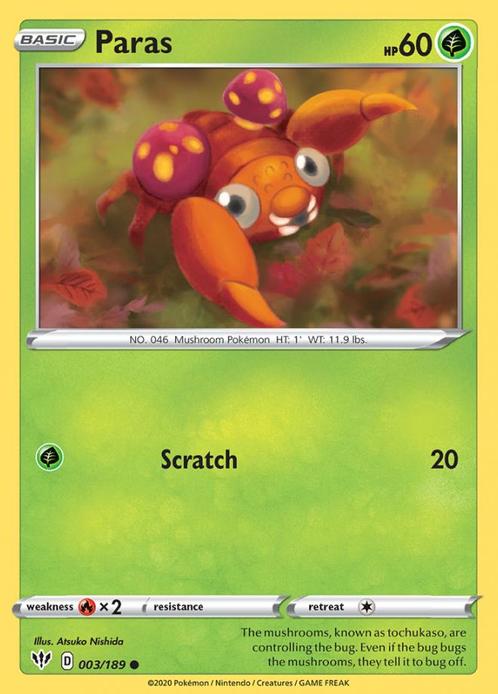 Paras 003/189 darkness Ablaze, Hobby en Vrije tijd, Verzamelkaartspellen | Pokémon, Losse kaart, Nieuw, Foil, Ophalen of Verzenden
