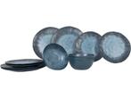 Gimex Stone Line - Servies - 12-Delig - Donkerblauw (12, Caravans en Kamperen, Kampeeraccessoires, Verzenden, Zo goed als nieuw