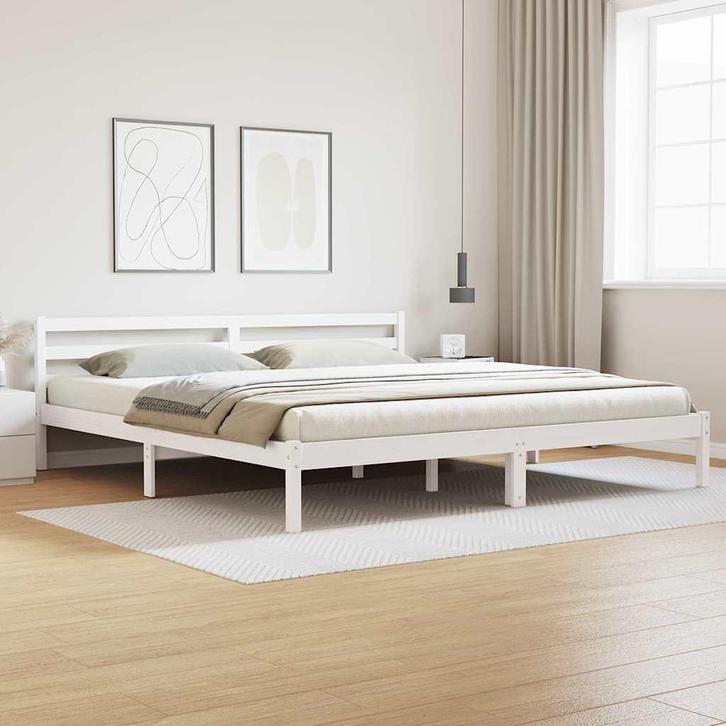 vidaXL Bedframe met hoofdeinde Wit 210 x 200 cm Massief, Huis en Inrichting, Slaapkamer | Bedden, Wit, Nieuw, Hout, Verzenden