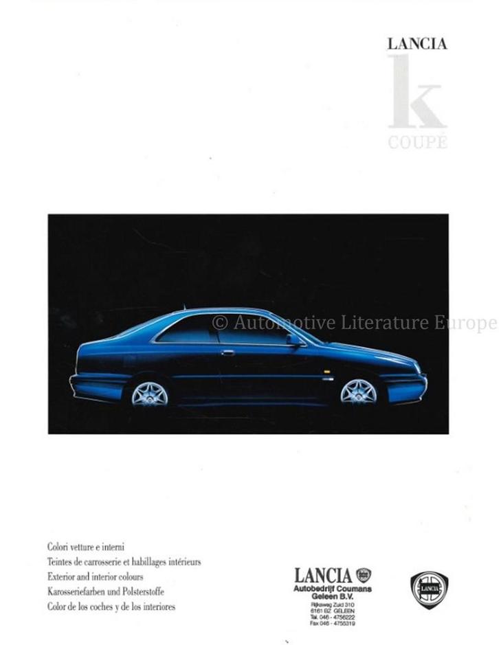 1997 LANCIA KAPPA COUPE KLEUREN & INTERIEUR BROCHURE, Boeken, Auto's | Folders en Tijdschriften