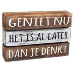 BonTon - Houten Tekstplank / Tekstbord 16 x 24 cm Geniet..., Nieuw, Ophalen of Verzenden