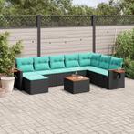 vidaXL 9-delige Loungeset met kussens poly rattan zwart, Tuin en Terras, Tuinsets en Loungesets, Verzenden, Nieuw, Rotan, Loungeset