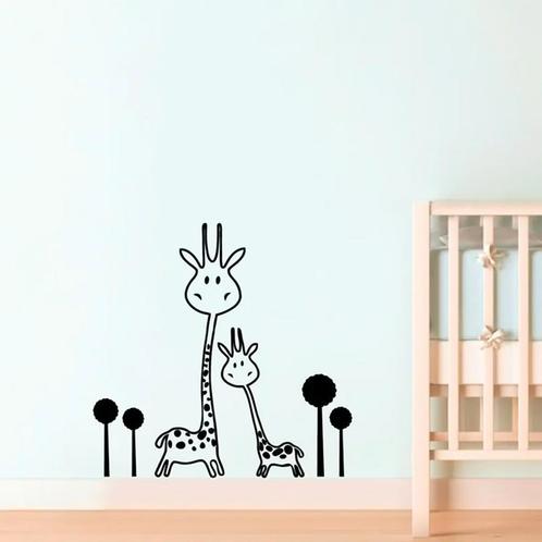 Grote muur- of deur stickerset met 2 giraffen en 4 boompjes, Kinderen en Baby's, Kinderkamer | Inrichting en Decoratie, Wanddecoratie