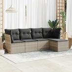 vidaXL 5-delige Loungeset met kussens poly rattan lichtgrijs, 5 zitplaatsen, Nieuw, Loungeset, Verzenden