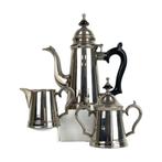 Verzilverde Hollandse koffiekan, suikerpot en melkkan, Antiek en Kunst