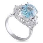 Ring Platina - 5.12ct. tw. Aquamarijn - Diamant, Sieraden, Tassen en Uiterlijk, Ringen, Nieuw