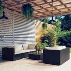 vidaXL 6-delige Loungeset met kussens poly rattan zwart, Verzenden, Nieuw, Rotan, Loungeset