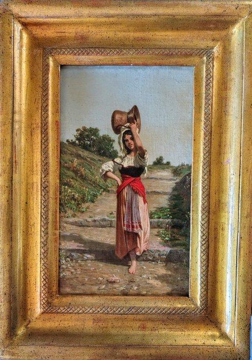 Antonino Leto (1844-1913) - Contadinella, Antiek en Kunst, Kunst | Schilderijen | Klassiek