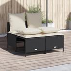 vidaXL 4-delige Loungeset met kussens poly rattan zwart, Verzenden, Nieuw, Rotan, Loungeset