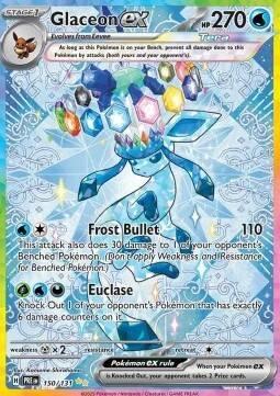 Glaceon EX 150/131 Prismatic Evolutions, Hobby en Vrije tijd, Verzamelkaartspellen | Pokémon, Losse kaart, Nieuw, Foil, Ophalen of Verzenden