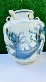 stenen pot met drakendecor in kobaltblauw - China - Ming