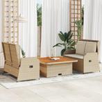vidaXL 3-delige Loungeset met kussens poly rattan beige, Verzenden, Nieuw, Rotan, Loungeset