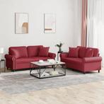 vidaXL 2-delige Loungeset met kussens kunstleer wijnrood, Verzenden, Nieuw, Vierpersoons of meer, Leer