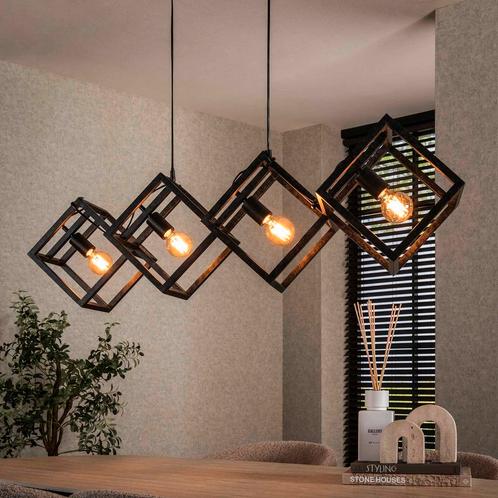 Industrieel Eettafellamp Kubus - Dimbaar - Nieuw Design 2025, Huis en Inrichting, Lampen | Hanglampen, Nieuw, Kunststof, Metaal