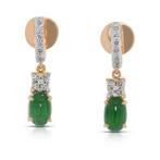 Oorbellen - 18 karaat Geel goud - 2.16ct. tw. Jade - Diamant, Nieuw
