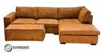 Refurbished 4-zits hoekbank cognac met 6 mnd garantie!, Huis en Inrichting, Banken | Bankstellen, Overige materialen, 250 tot 300 cm