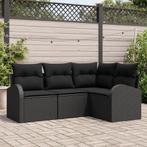 vidaXL 4-delige tuinsofa set met kussens zwart poly rattan, Verzenden, Nieuw, Rotan
