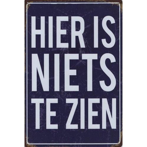 Wandbord - Hier Is Niets Te Zien, Huis en Inrichting, Woonaccessoires | Wanddecoraties, Nieuw, Ophalen of Verzenden
