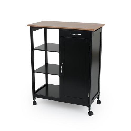Keukentrolley op wielen - zwart - 67 x 37 x 84 cm, Sieraden, Tassen en Uiterlijk, Koffers, Nieuw, Verzenden