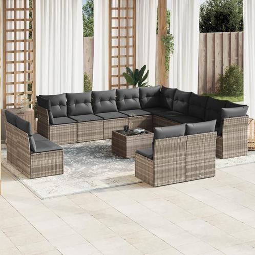 vidaXL 14-delige Loungeset met kussens poly rattan, Tuin en Terras, Tuinsets en Loungesets, Loungeset, Nieuw, Rotan, Verzenden