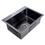 Spoelbak | Wasbak | Gootsteen | 59x44x20 | Zwart | Kraangat, Huis en Inrichting, Verzenden, Nieuw, 50 tot 100 cm, Minder dan 100 cm