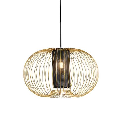 Design hanglamp goud met zwart 60 cm - Marnie, Huis en Inrichting, Lampen | Hanglampen, Nieuw, Overige materialen, 75 cm of meer