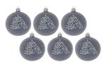 Kaemingk Glazen kerstbal (Ø 8cm) (set van 6) - Jeans blauw, Verzenden, Nieuw