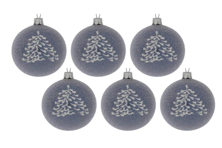 Kaemingk Glazen kerstbal (Ø 8cm) (set van 6) - Jeans blauw, Diversen, Kerst, Verzenden