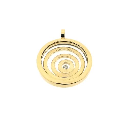 18 Krt. Gouden hanger van een spiraal met diamant 0,08 ct., Sieraden, Tassen en Uiterlijk, Bedels, Gebruikt, Overige merken, Goud