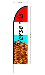Beachvlag Verse Vis doek 60x240cm, hoogte zonder voet circa, Diversen, Nieuw