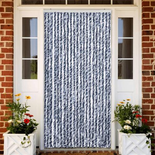 vidaXL Vliegengordijn 90x220 cm chenille blauw, wit en, Huis en Inrichting, Stoffering | Gordijnen en Lamellen, Nieuw, Verzenden