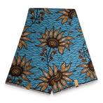 Afrikaanse stof - Lichtblauwe Flower - 100% katoen, Hobby en Vrije tijd, Stoffen en Lappen, Ophalen of Verzenden, Nieuw