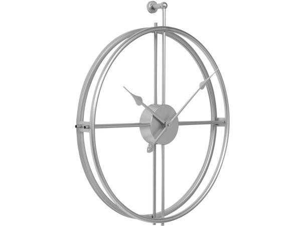 Veiling - LW Collection wandklok zilver 52cm industrieel, Huis en Inrichting, Woonaccessoires | Klokken