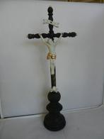 Antiek Crucifix - Hout en biscuit porselein - Early 20th