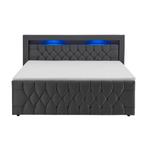 Boxspringbed Leona - 140x200 cm - Grijs incl. led verlichtin, Huis en Inrichting, Verzenden, Nieuw