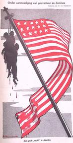 Menging van kerk en staat in Amerika op spotprent (Lithos), Antiek en Kunst, Verzenden