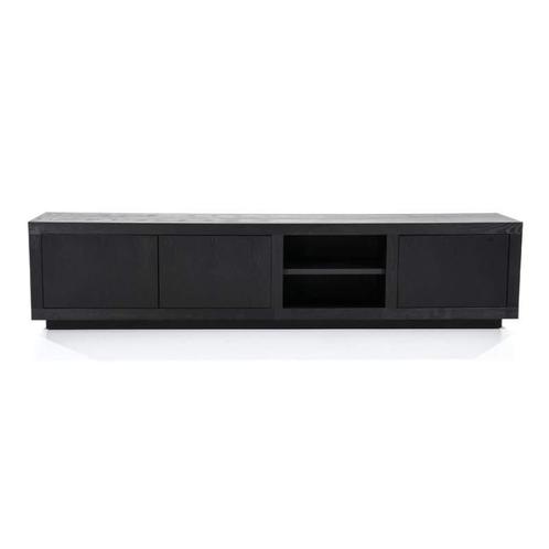 TV-Meubel Helsinki - 200cm - Zwart - 95721 - tv-meubels, Huis en Inrichting, Kasten | Buffetkasten, Nieuw, Overige materialen