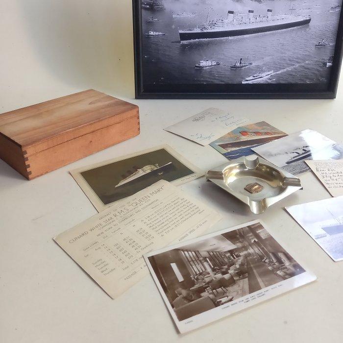 Conjunto Memorabilia RMS Queen Mary 1948 / 1962 - Doos (9) -, Antiek en Kunst, Curiosa en Brocante
