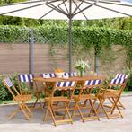 vidaXL Tuinstoelen 8 st inklapbaar stof en massief hout, Tuin en Terras, Tuinstoelen, Verzenden, Nieuw, Hout