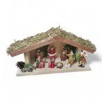 Kerststal hout met kerststal figuren - 45x16x26 cm - stro..., Diversen, Ophalen of Verzenden, Nieuw