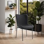 Gestoffeerde stoel Tessa - Geweven stof zwart/zwart, Set van, Huis en Inrichting, Stoelen, Verzenden, Nieuw