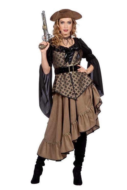 Piraat Jurk Bruin Dames, Kleding | Dames, Carnavalskleding en Feestkleding, Nieuw, Verzenden