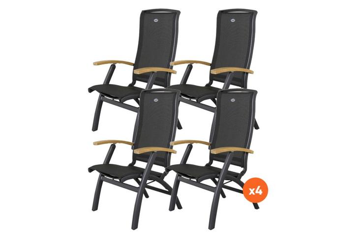 Set van 4 - Hartman Da Vinci verstelbare stoel - Teak, Tuin en Terras, Tuinstoelen, Nieuw, Overige materialen, Verzenden