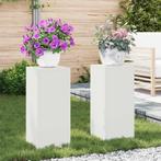 vidaXL Plantenstandaard 2 pcs Wit 24 x 24 x 55 cm Staal, Verzenden, Nieuw
