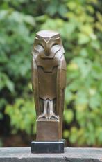 onbekend - sculptuur, zware bronzen uil - 33 cm - marmer, Antiek en Kunst