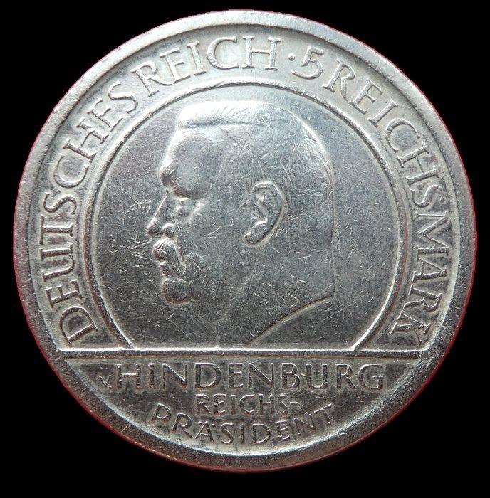 Duitsland, Weimar Republiek 5 Reichsmark 1929 F - Stuttgart, Postzegels en Munten, Munten | Europa | Niet-Euromunten
