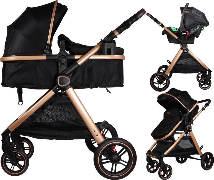 Ding Liam Black/Rose 3-in-1 Combi Kinderwagen Incl., Kinderen en Baby's, Kinderwagens en Combinaties, Nieuw, Verzenden